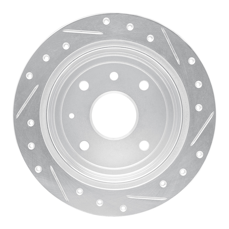 Chevrolet Optra Brake Rotor (1) - Rear Left - R1 Concepts - Drilled & Slotted - Silver - `04-`10